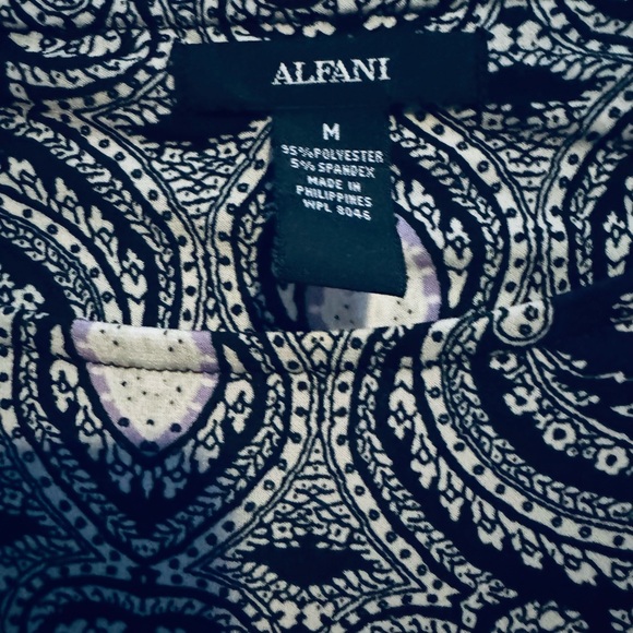 Alfani Black and White Paisley Top with Purple Accents - Picture 7 of 7